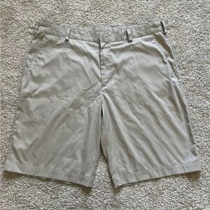 Nike Golf Shorts Men Size 36 Light Khaki Dri Fit Flat Front Athletic Performance